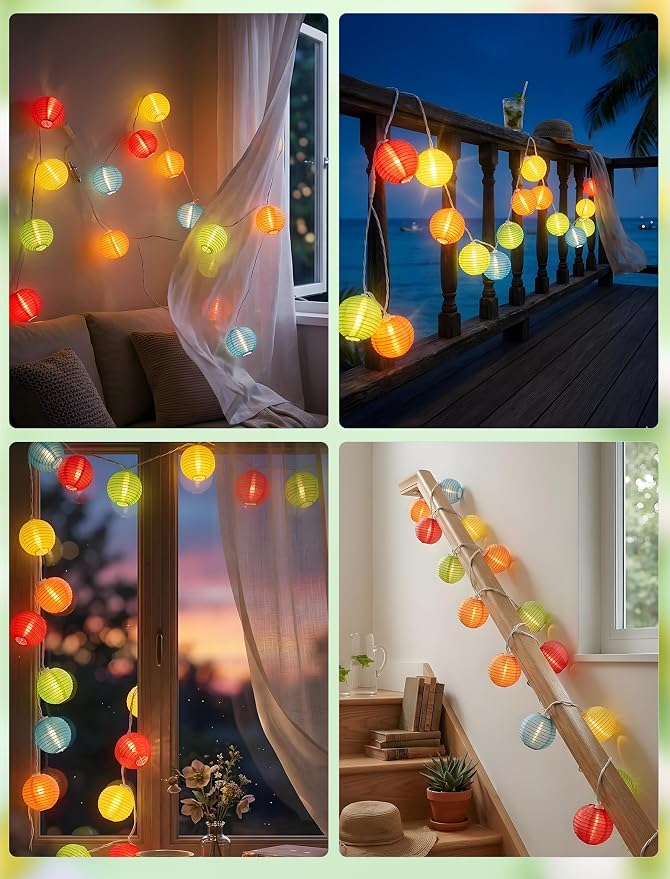 GOOTHY 8.5Ft Multicolor Lantern String Lights Outdoor, Plug in Christmas - Image 7