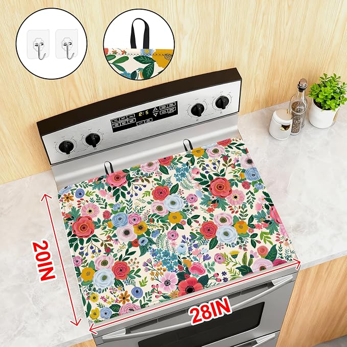 Watercolor Flowers Stove Top Cover - Image 2