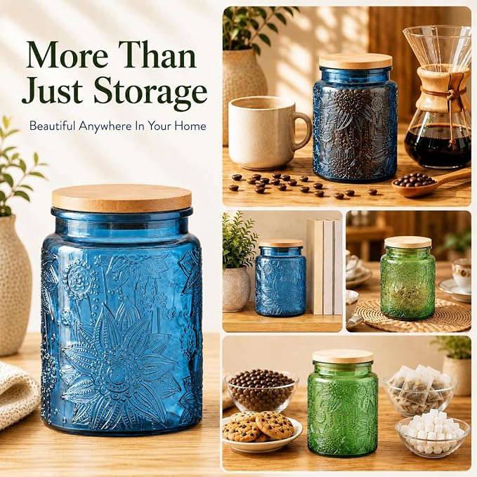 Set of 2 Vintage Glass Canisters - Image 3