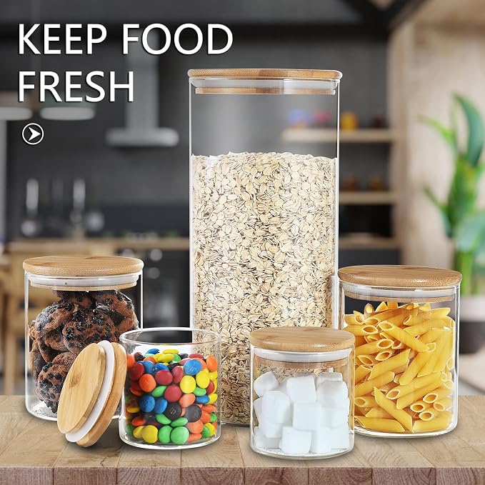 umieo 50oz Glass Jar with Lid Airtight Food Storage Container Bamboo Large - Image 5
