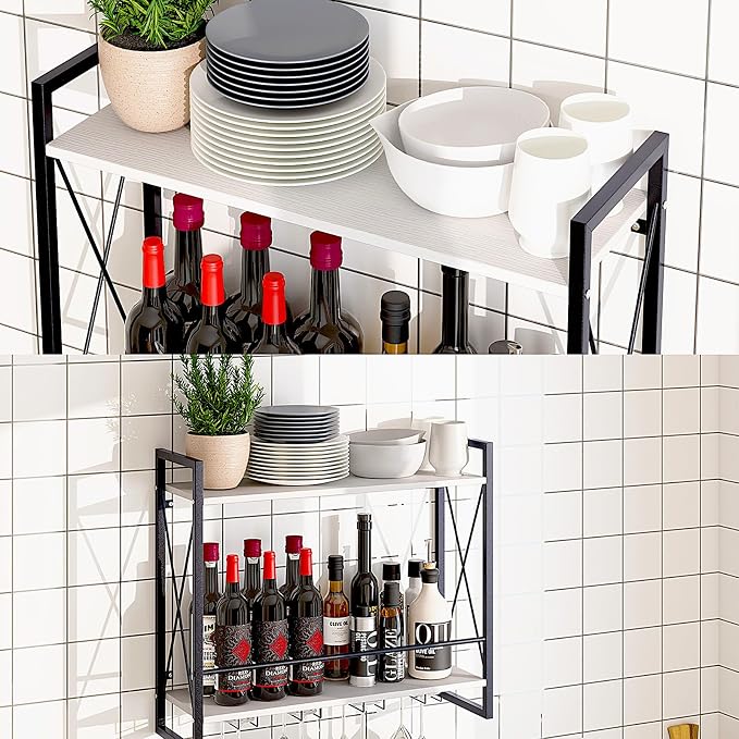Dokser Wine Rack Wall Mounted 2 Tier Shelf, Wall Wine Rack - Image 6