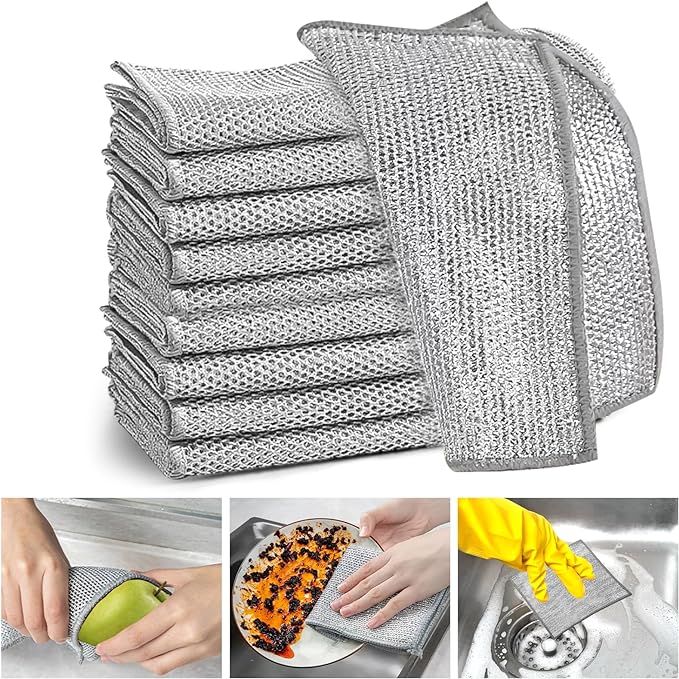 XANGNIER 8 Pcs Multipurpose Wire Dishwashing Rags, New Upgrade Non Scratch Wire by XANGNIER