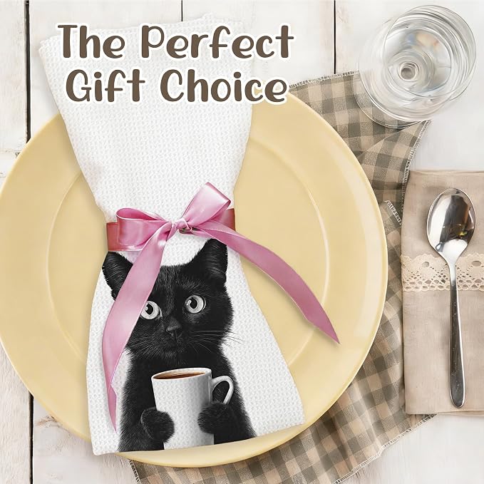 Funny Black Cat Kitchen Towels, Cats Kitchen Bar Accessories, Cat Lovers Chef - Image 5