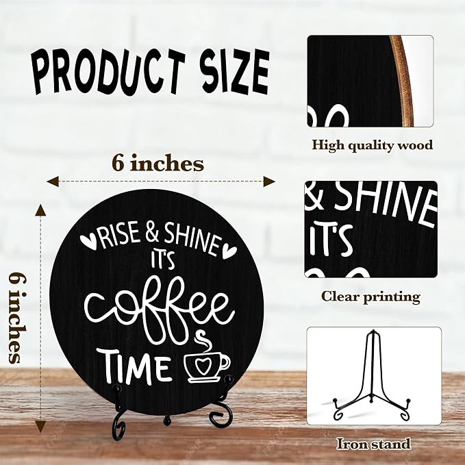 Coffee Desk Decor Sign, Farmhouse Wood Plaque, It Is Coffee Time Wood Sign - Image 2