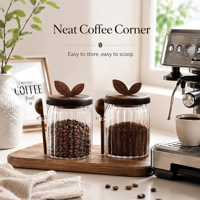 Airtight Coffee Canister, Acacia Coffee Grounds Container - Image 5