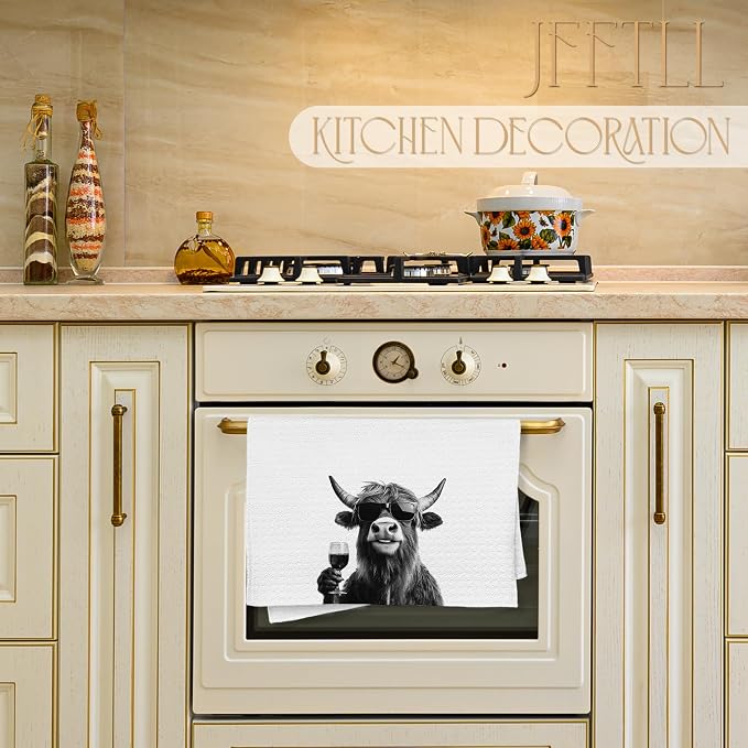 Funny Cow Decor Kitchen Towels, Cow Gift Dish Tea Towel - Image 3