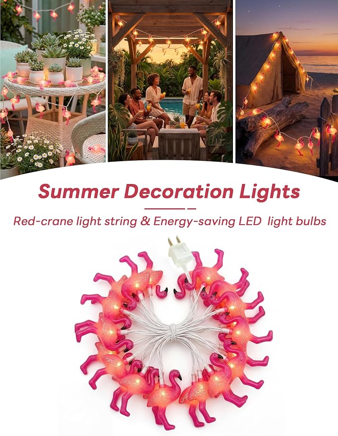 Flamingo String Lights, 12FT 20 LED Summer String Lights - Image 5
