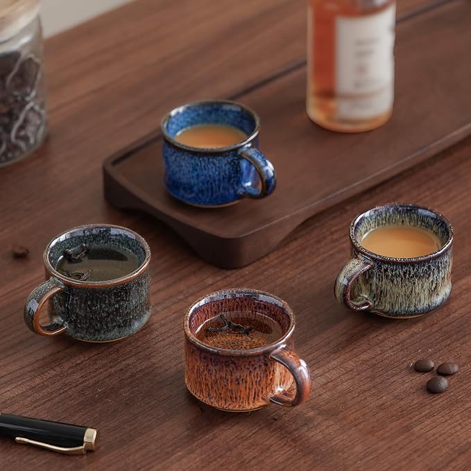 Espresso Cups Set of 2, Espresso Shot Cups, 2 ounce Ceramic Expresso Cups - Image 4