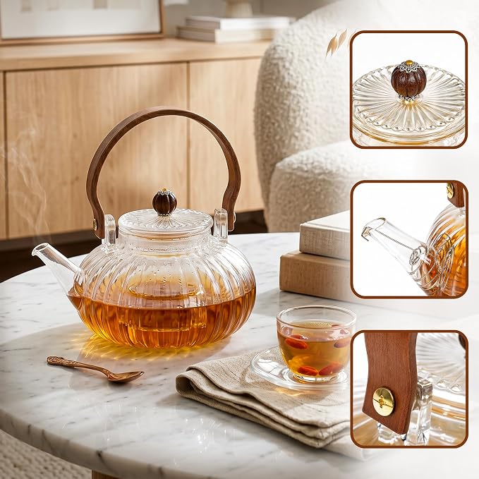 Borosilicate Glass Teapot Stovetop Safe 30 oz/900 ml - Image 3