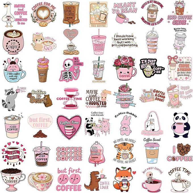 100 Pieces Funny Coffee Stickers -Vinyl Coffee Bottle Sticker - Image 4