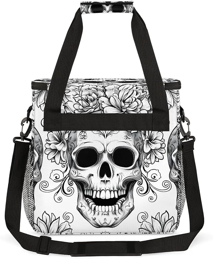 Vintage Skull Skeleton Coffee Maker Carring Bag, Large Insulated Storage - Image 5