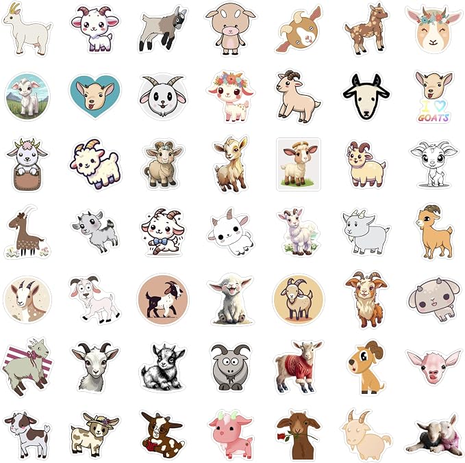 100Pcs Cute Goat Stickers for Water Bottle and Laptop - Image 4