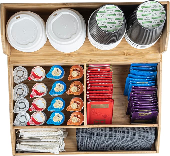 Restaurantware Coffee Cup Organizer 15 x 14.25 x 9.25 Inch Multipurpose Bamboo - Image 11