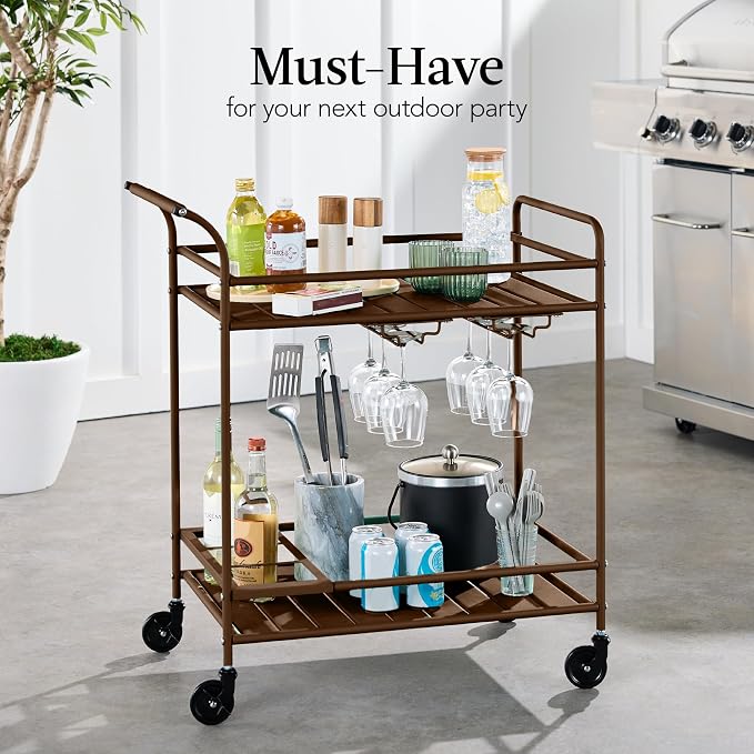 Best Choice Products Rolling Bar Cart, Mobile Home Bar Serving Cart, Serving - Image 3