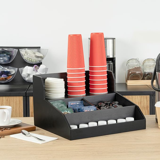 Restaurantware Coffee Cup Organizer 15 x 14.25 x 9.25 Inch Multipurpose Bamboo - Image 4