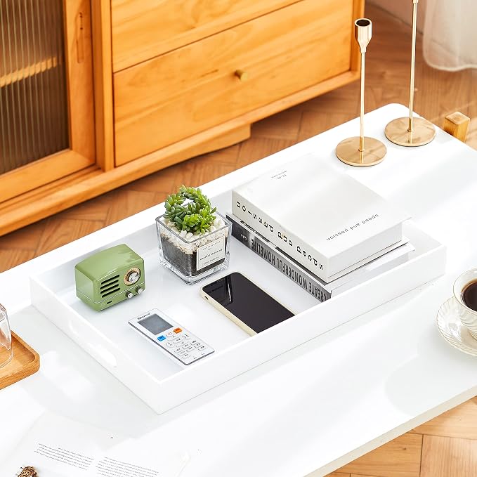 Glossy White Sturdy Acrylic Serving Tray - Image 5