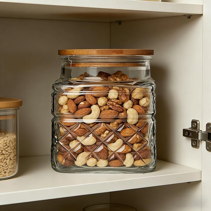 Glass Storage Canister with Airtight Lids, 20.3 FL OZ Thick Glass Candy Jar - Image 8