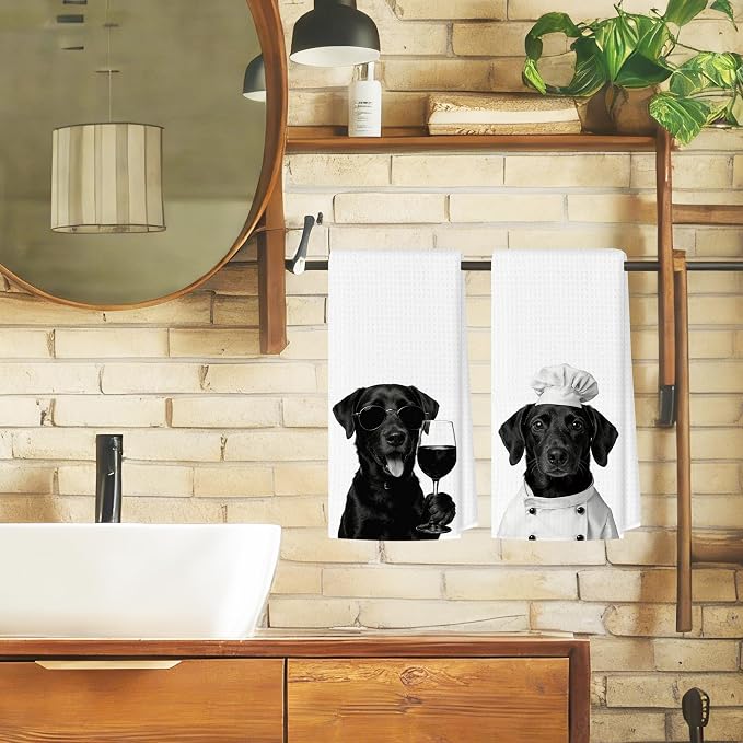 Funny Labrador Kitchen Towels Set of 2, Dog Kitchen Bar Accessories, Dog Chef - Image 4