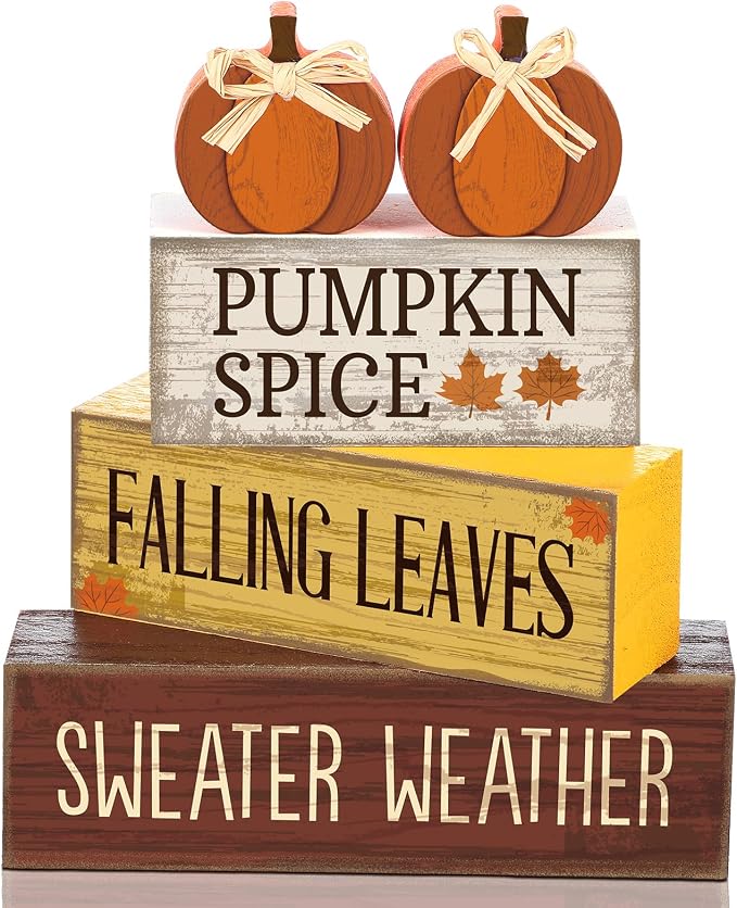 Lineshading 4 Pcs Fall Pumpkin Decor Fall Table Decoration Thanksgiving Tiered by Lineshading