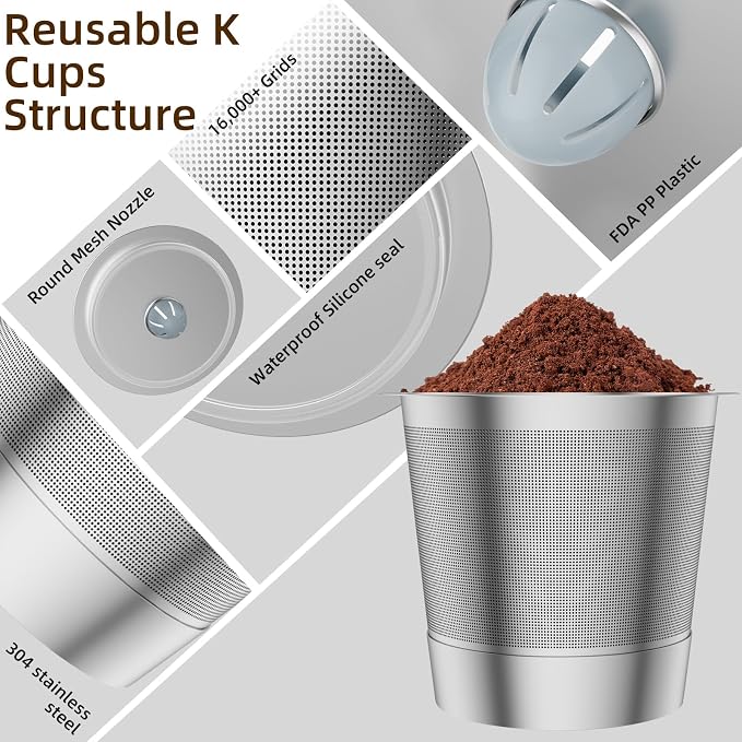 1 Pack Reusable K Cup Coffee Pods, Stainless Steel Refillable K Cup Coffee - Image 3