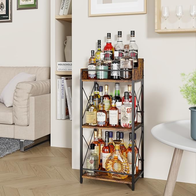 KLM Liquor Bottle Display Shelf, Coffee Syrup Rack Organizer, 3 Step Countertop - Image 8