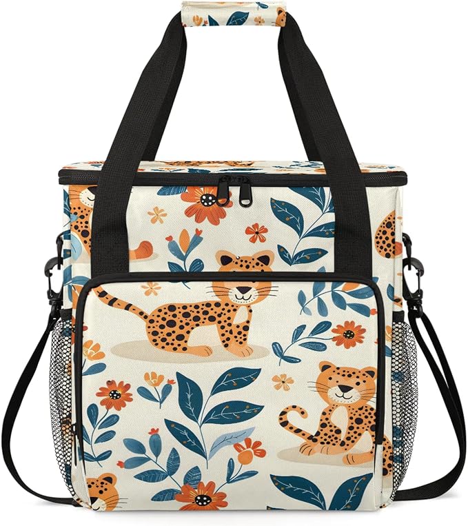 Leopard Animal Coffee Maker Carring Bag, Large Insulated Storage Organizer Case by Home