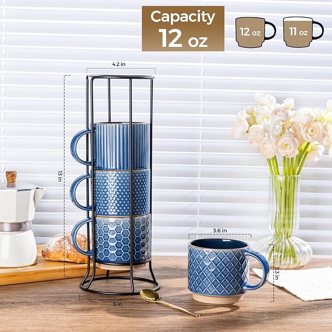 GBhome 12OZ Stackable Coffee Mugs - Image 3