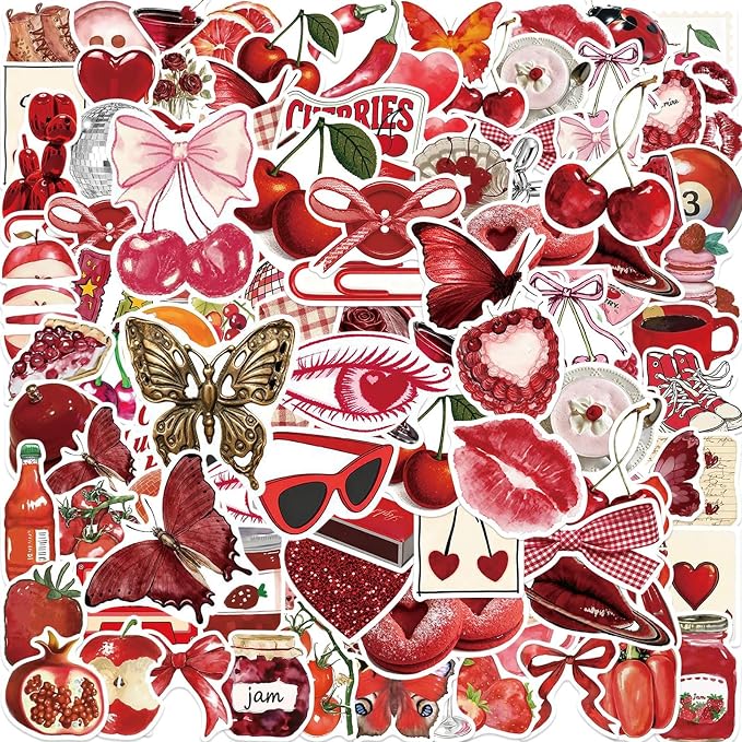 100Pcs Aesthetic Cherry Girls Stickers, Waterproof Vinyl Sticker - Image 4