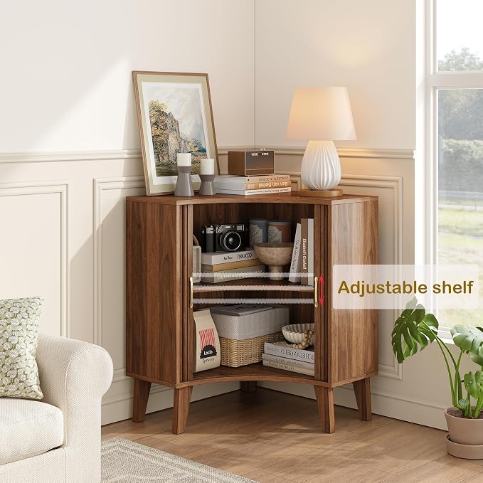 Fluted Corner Cabinet, Small Corner Floor Cabinet - Image 4