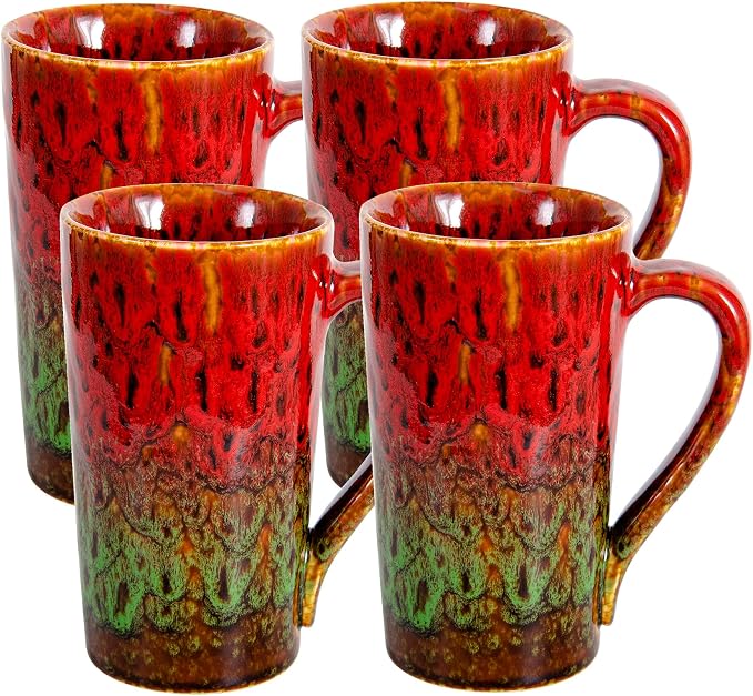 20oz Porcelain Coffee Mugs Set of 4, Large Tall Coffee Mugs by YINUOWEI