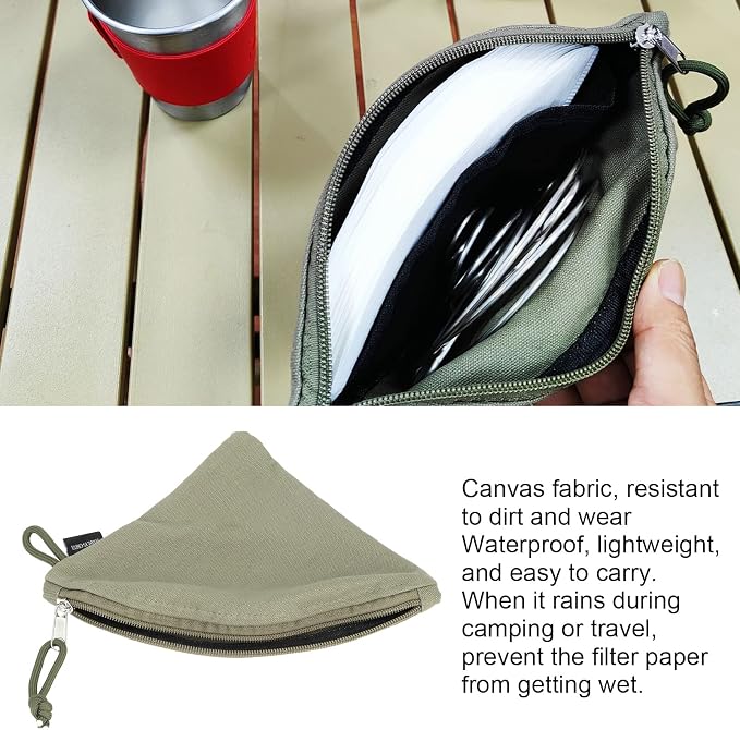 Coffee Filter Holder, Canvas Reusable Conical Filter Paper Storage Bag - Image 2