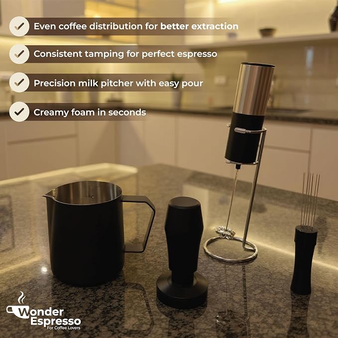 WDT Tool Espresso Magnetic, Espresso Tool Kit, Coffee Tamper 51mm, Milk Frother - Image 3