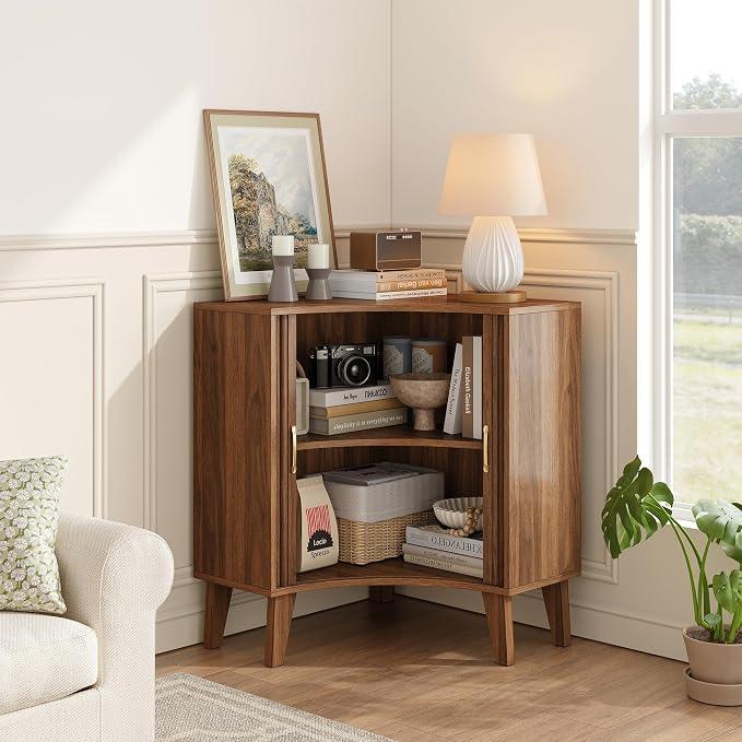 Fluted Corner Cabinet, Small Corner Floor Cabinet - Image 6
