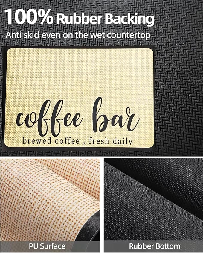 Coffee Mat 16"x24" Coffee Bar Mat Rubber Backed Bar Accessories Super Absorbent - Image 4