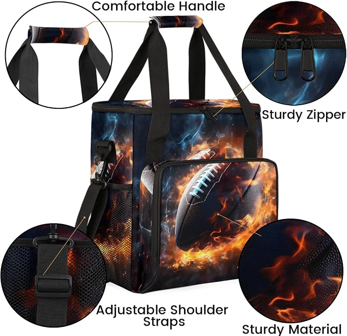 Football Rugby Sports Coffee Maker Carring Bag, Large Insulated Storage - Image 6