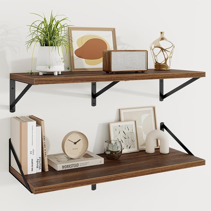 Floating Shelves 12 Inch Deep, 36W x 12D Wall Shelf Set of 2, 60 lbs Heavy Duty by KovaScapeHomeDecor