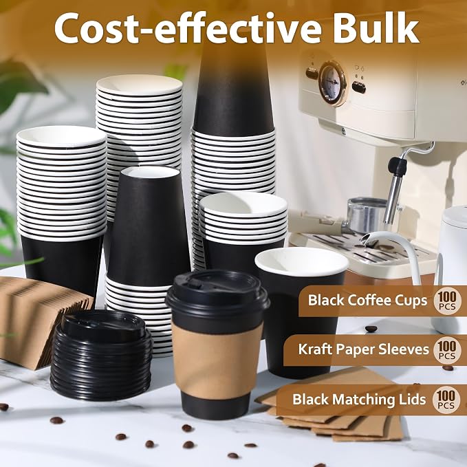 Clawsoff 100 Pack 12 oz Disposable Paper Coffee Cups - Image 5