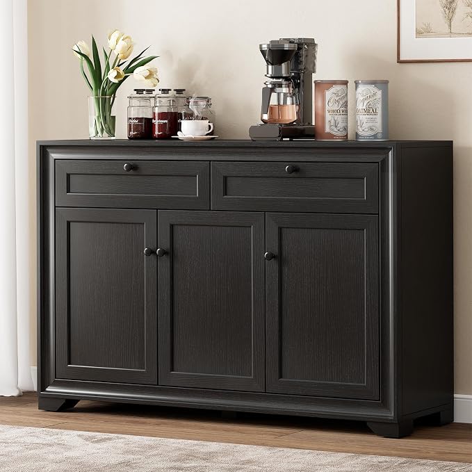 48 Inches Buffet Cabinet with Storage, Farmhouse Sideboard Buffet w/2 Drawers by ComfyCorner