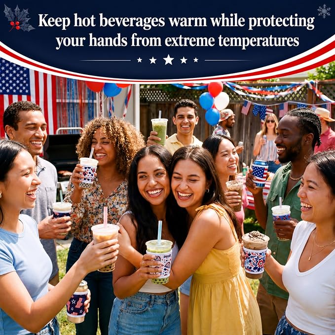 Potchen 16 Pack Reusable Iced Coffee Cup Sleeves Neoprene Insulated Drink Cup - Image 6