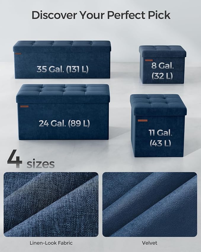 SONGMICS Storage Ottoman, Foldable Small Ottoman Foot Rest, 12.2 x 16.1 Inches - Image 6