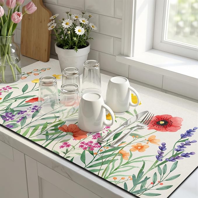 LOKHOM Dish Drying Mat for Kitchen Counter, Dish Drainer Rack Mat for Kitchen - Image 9
