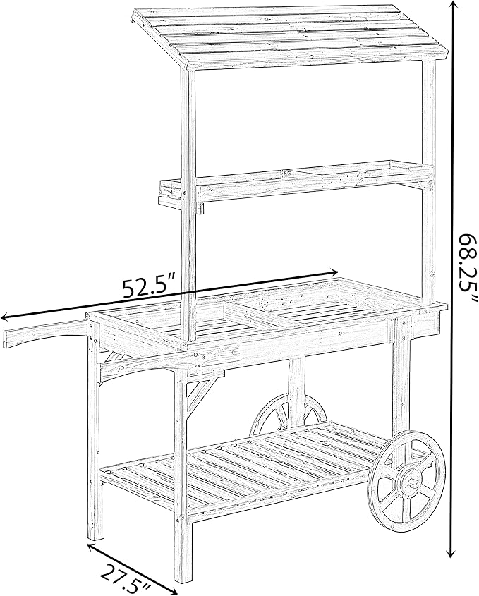 Vintiquewise Antique Solid Wood Decor Display Rack Cart Wood Plant Stands - Image 4