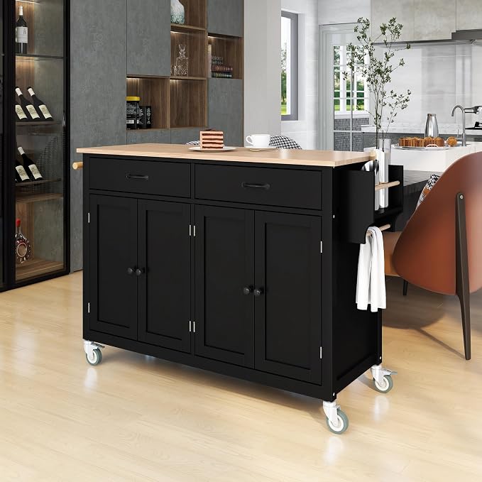 Kitchen Island Cart, Rolling Kitchen Island on Wheels by EEBUIHUI
