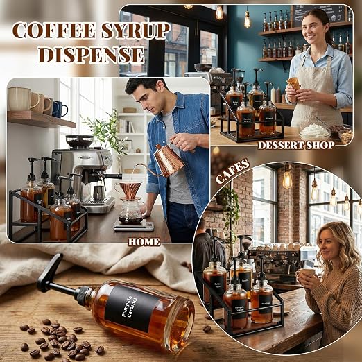 Coffee Bar Accessories, 4 Pack 16.9oz/500ml Coffee Syrup Dispenser - Image 5