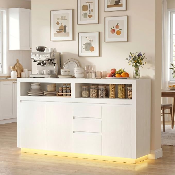 FOTOSOK 63" Sideboard Buffet Cabinet - Image 4