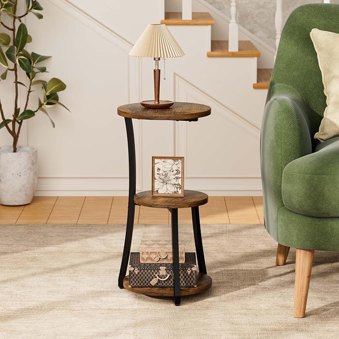 Small Side Table, 3-Tier Round End Table - Image 2