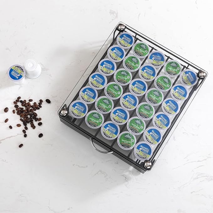 K Cup Holder Drawer with Glass Top, 30pods K Cup Organizer, Storage Coffee - Image 2