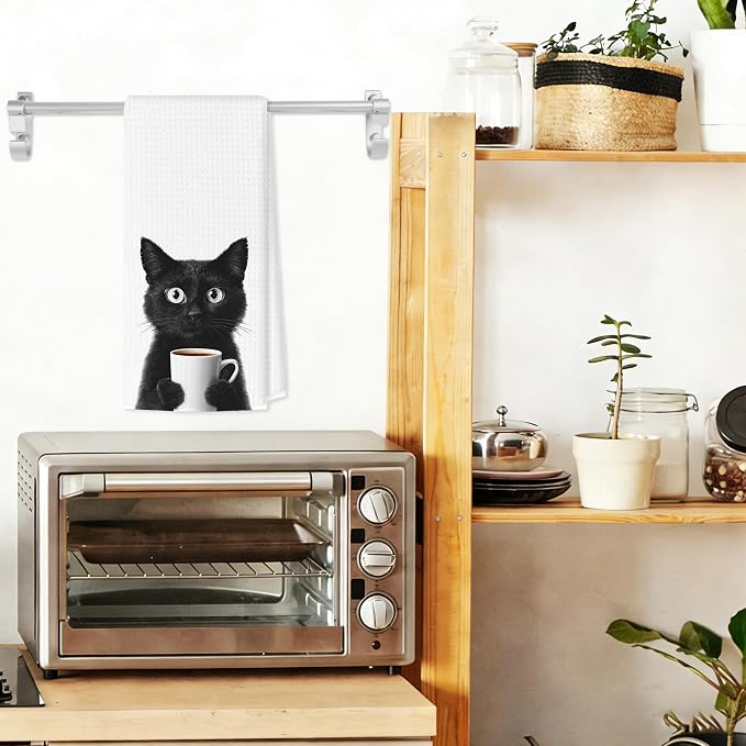 Funny Black Cat Kitchen Towels, Cats Kitchen Bar Accessories, Cat Lovers Chef - Image 3