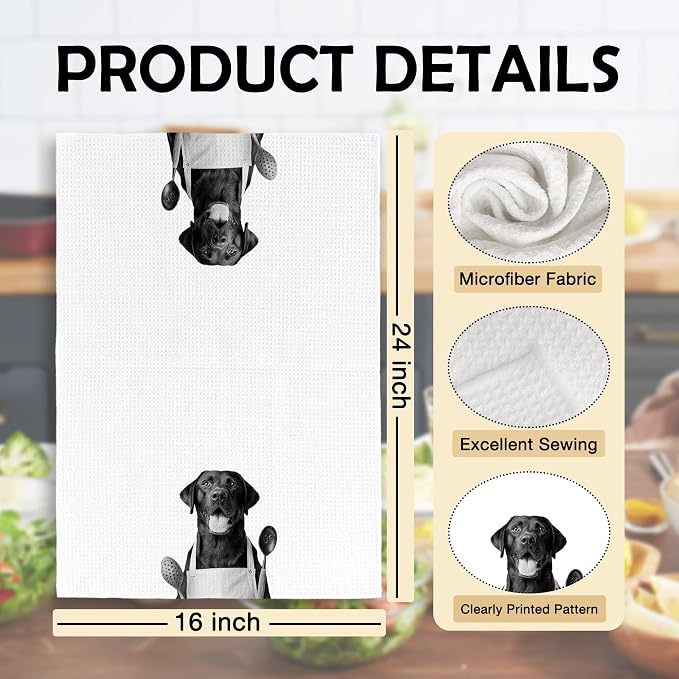 Funny Chef Labrador Retriever Kitchen Towels Set of 2, Labrador Retriever Gifts - Image 6