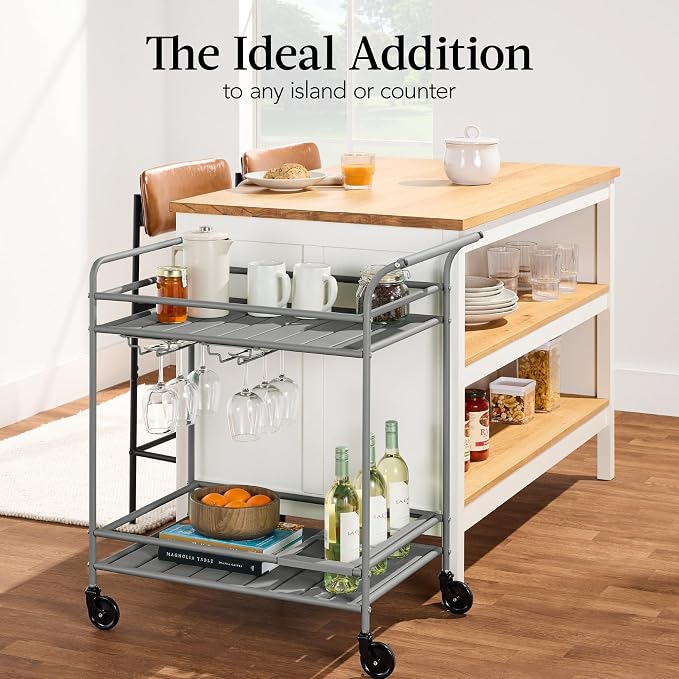 Best Choice Products Rolling Bar Cart, Mobile Home Bar Serving Cart, Serving - Image 6